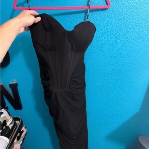 Lavish Alice Black Strapless Bodycon Dress Sweetheart Neckline